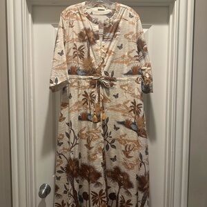 Spartina 449 Cream and Brown Patterned Fabric